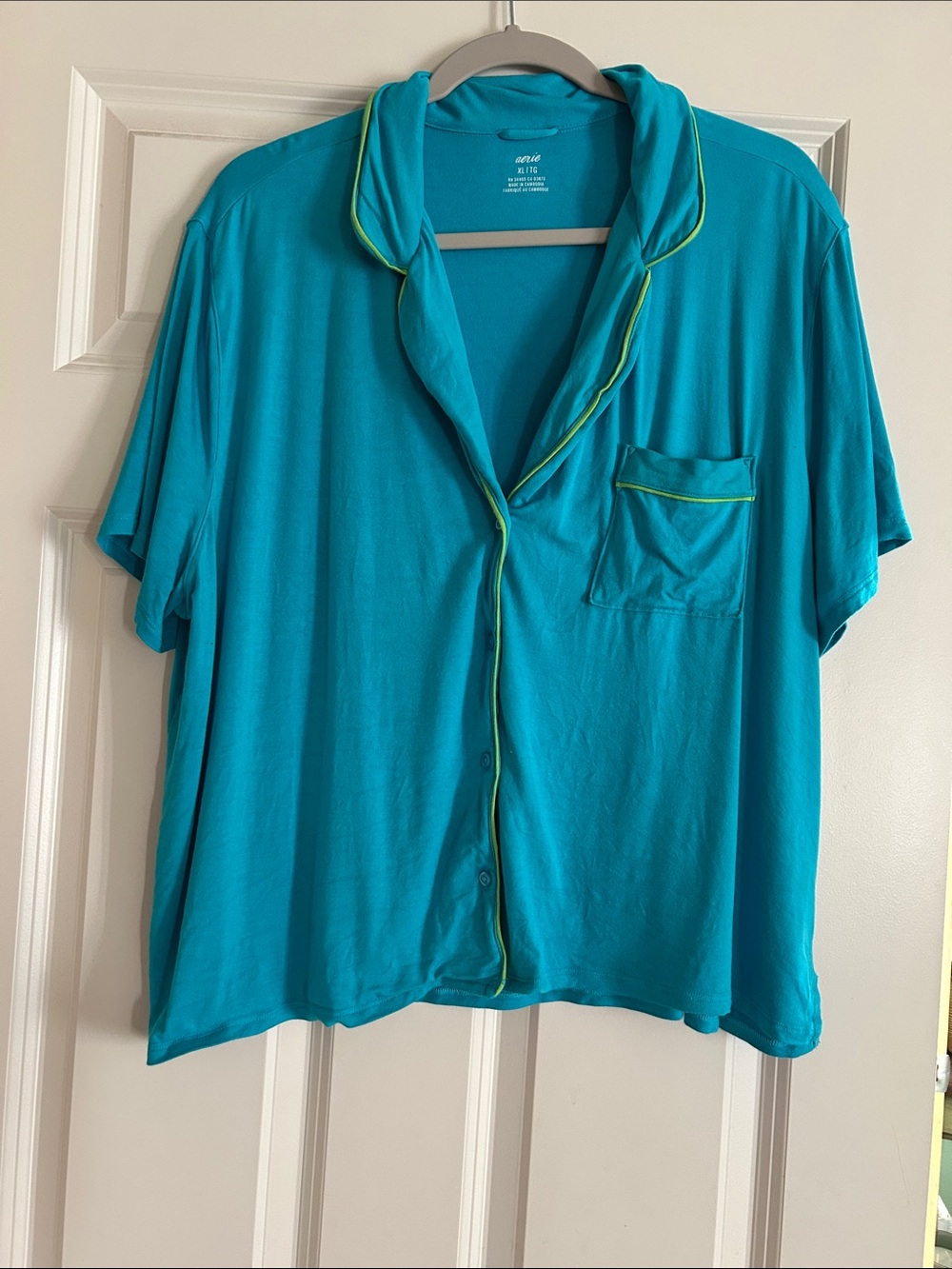 aerie real soft short sleeve pajama shirt xl